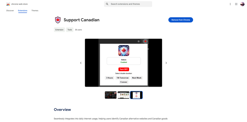 Support Canadian listing on the Chrome Web Store
